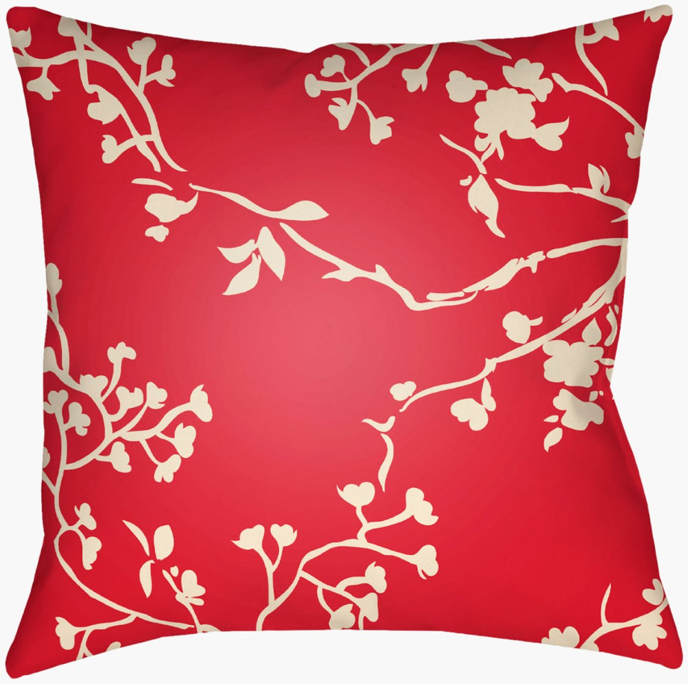 Livabliss Chinoiserie Floral Woven Accent Pillow Botanical Patterned Sofa Throw for Classic Interiors Yellow, Red 20"L x 20"W CF008-2020