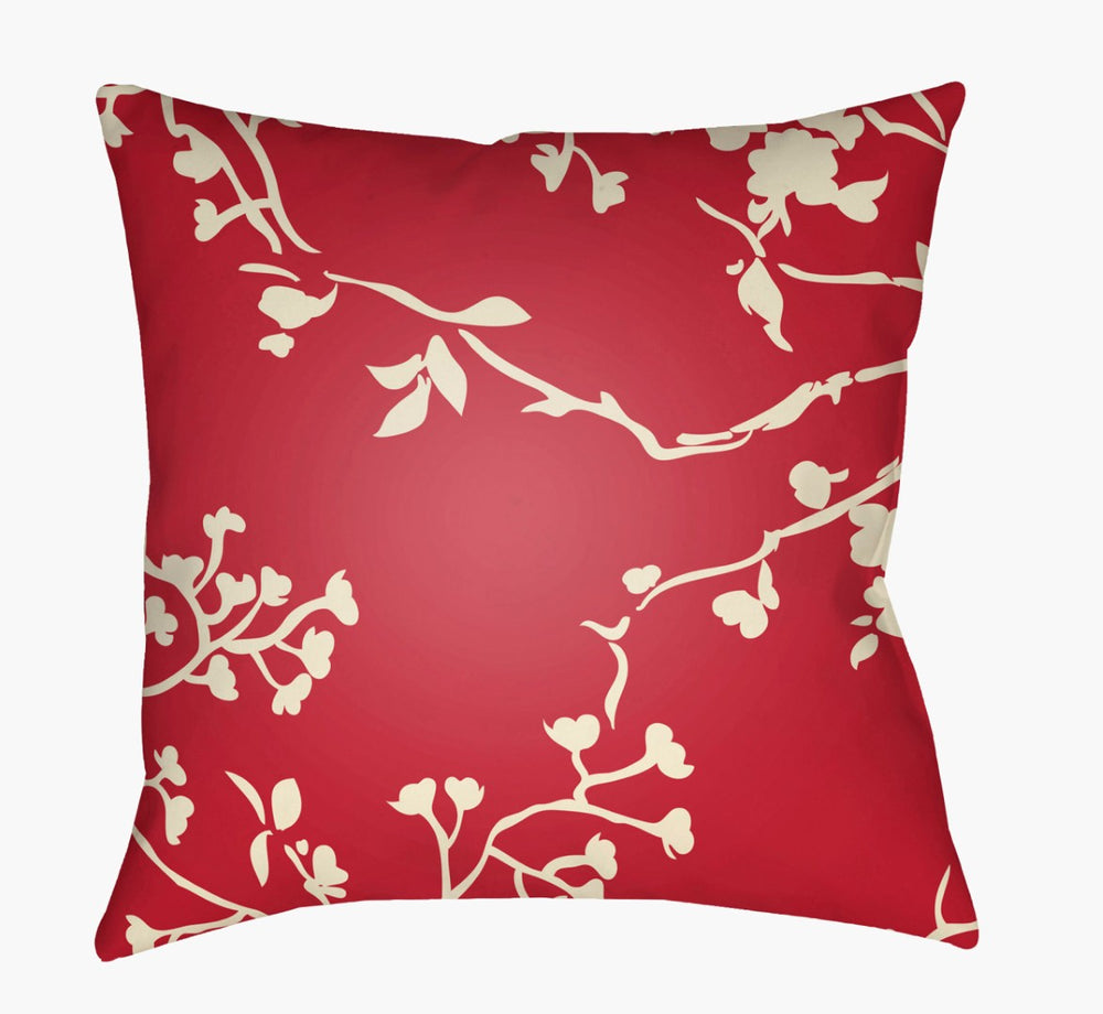 Livabliss Chinoiserie Floral Woven Accent Pillow Botanical Patterned Sofa Throw for Classic Interiors Yellow, Red 20"L x 20"W CF008-2020