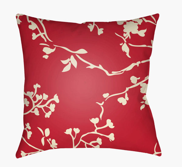 Livabliss Chinoiserie Floral Woven Accent Pillow Botanical Patterned Sofa Throw for Classic Interiors Yellow, Red 20"L x 20"W CF008-2020