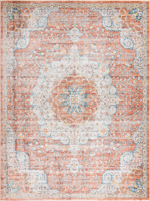 Unique Loom Newport Elms Machine Made Medallion Rug Red, Ivory/Light Blue/Terracotta/Rust Red 9' 0" x 12' 2"