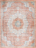 Unique Loom Newport Elms Machine Made Medallion Rug Red, Ivory/Light Blue/Terracotta/Rust Red 9' 0" x 12' 2"