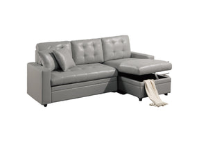 English Elm Light Gray Convertible Sectional Sofa with Pull-Out Bed, Reversible Storage Chaise, Tufted 2PC Set B011S01025