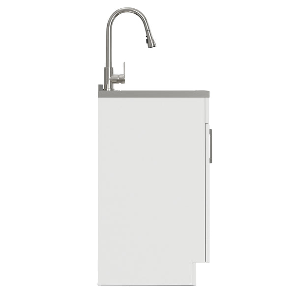English Elm Hennessy Shaker Cabinet Utility Sink Stainless Steel Basin Laundry Room Setup B136P427216