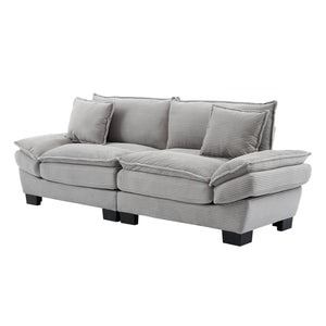 English Elm Corduroy Modern Sofa Sleeper Loveseat with Double-Layer Cushions, Two Pillows, Sturdy Frame 84" LIGHT GREY W676P227345