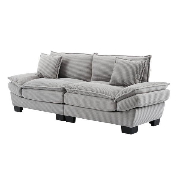 English Elm Corduroy Modern Sofa Sleeper Loveseat with Double-Layer Cushions, Two Pillows, Sturdy Frame 84" LIGHT GREY W676P227345