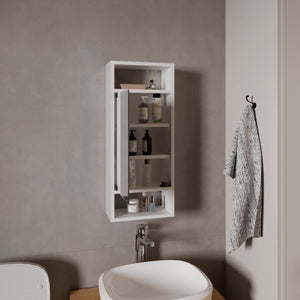 English Elm Uros Mirrored Medicine Cabinet Wall-Mounted with 3 Open Side Shelves, Slim Kronos White Storage B200P335369