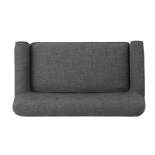 English Elm Love Seat with Button Tufted Back Rolled Arms Tapered Legs Mid-century Modern Style N771P202672D