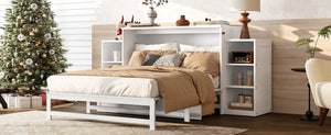 English Elm Full-Size Murphy Bed With Stylish Storage Drawers & Shelves – Perfect For Compact Spaces & Guests! W1580S00251