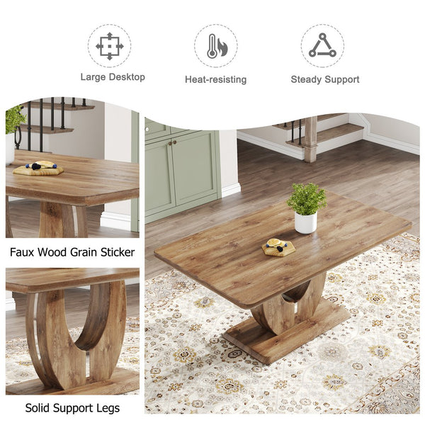 English Elm Modern Wood Grain Mdf Dining Table with Steel Accent Legs for Kitchen or Office W1512S00193