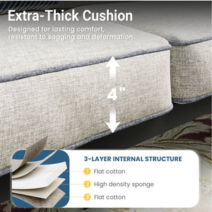 English Elm 7-piece Outdoor Sectional Set Steel Frame 9 Seat Patio Conversation with Cushioned Ottomans Grey+Black B082S00131