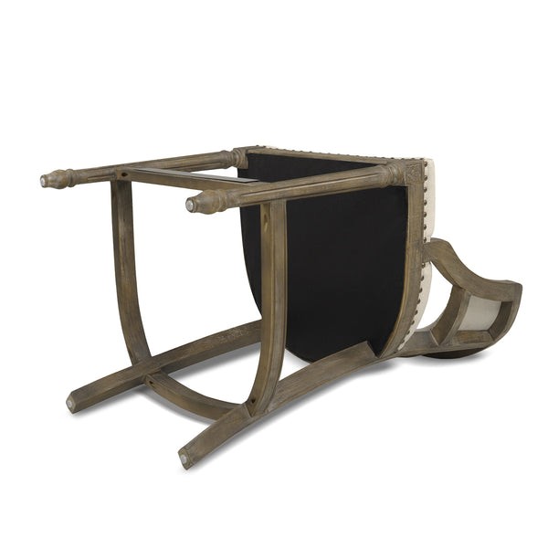 English Elm Jennifer Taylor Home - Paris 26.5" Farmhouse Counter Height Bar Stool with Upholstered Linen Seat, Hardwood Frame, Brass Footrest Beige B2719P238377