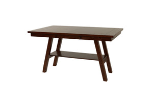 English Elm Dining Rectangle Table with Open Shelf Solid Rubberwood Finish 66" x 40" Contemporary Dining Room Centerpiece Walnut 71 L x 45 W x 7 H B011P192197