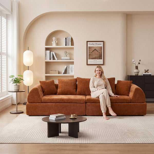 English Elm Cloud Modular Sectional with Ottoman Sink-in Cushions for Relaxed Living Spaces W3728S00010