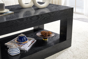 English Elm Modern Two Tier Rectangular Coffee Table with Open Shelf Storage for Living Rooms W3875P389554