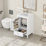 English Elm 20" Bathroom Vanity With Sink, Bathroom Cabinet With Soft Closing Door, Storage Rack and A Drawer, White