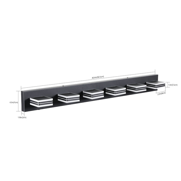 English Elm 40" Modern 6-Light LED Vanity Light — Sleek Iron & Acrylic Bathroom Wall Fixture, Dimmable, 36W Black W2312P374875