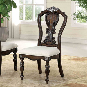 English Elm Traditional Elegant 2pc Arm Chair Set with Upholstered Seats, Ornate Corbels, Solid Rubberwood Finish Dark Brown 23 L x 47 W x 16 H B2741P406262