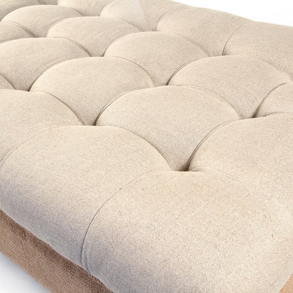 Maison Tufted Ottoman Limed Grey Oak, Natural Linen/Burlap CF056-Z E272 A003/Jute REC Zentique