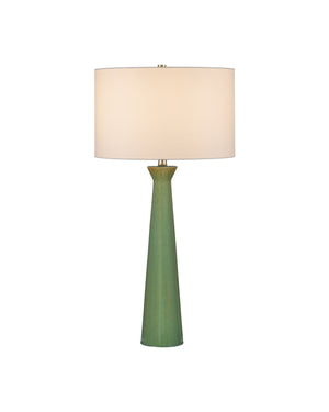 Currey & Company Grassington Table Lamp - Handcrafted Ceramic With Celadon Glaze & Oversized Drum Shade For Elegance Green Ceramic 6000-1042-currey-company