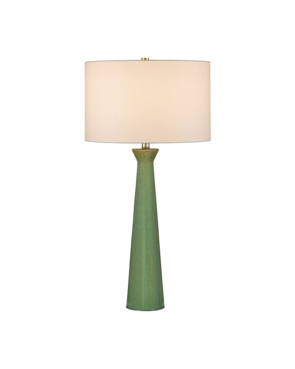 Currey & Company Grassington Table Lamp - Handcrafted Ceramic With Celadon Glaze & Oversized Drum Shade For Elegance Green Ceramic 6000-1042-currey-company