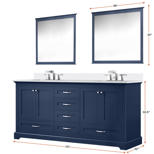English Elm Navy Double Bath Vanity 72" W x 22" D with Cultured Marble Top, Solid Wood, Soft-Close Drawers, Storage B2731P258394