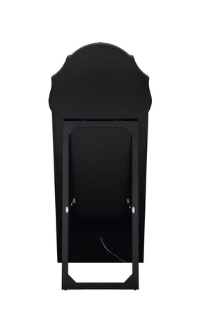 English Elm Noralie Glam Floor Mirror Silver with Beveled Frame & Faux Diamond Inlay, Hollywood-Style Accent B2726P254731