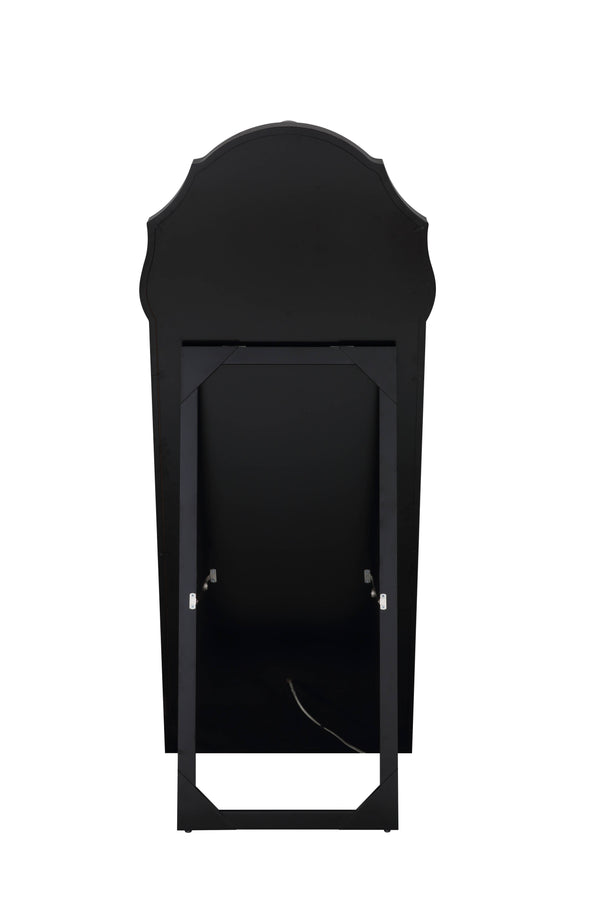 English Elm Noralie Glam Floor Mirror Silver with Beveled Frame & Faux Diamond Inlay, Hollywood-Style Accent B2726P254731