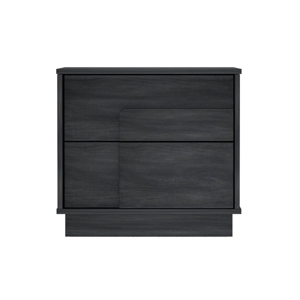 English Elm Horizon 22" Nightstand with Push-to-Open Drawers, Whitewashed Wood Grain, Sleek Handle-Free Design Charcoal grey B365P398189