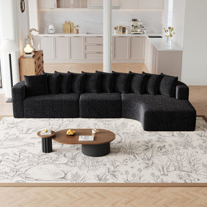 English Elm 131.1-inch Chenille Cloud Sectional with Memory Foam Curved Modular Living Room Sofa W3505S00013