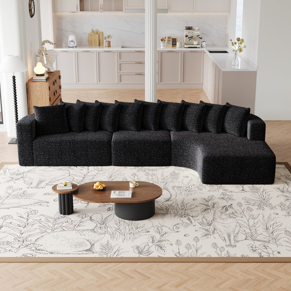 English Elm 131.1-inch Chenille Cloud Sectional with Memory Foam Curved Modular Living Room Sofa W3505S00013