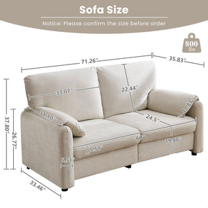 English Elm 800lbs Chenille Loveseat Sofa with Down Fill Cloud Comfort for Living Room or Bedroom W1521P499766