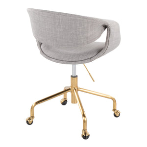 English Elm Task Chair with Chrome Five Star Base Grey Fabric Seat for Modern Home Office Use B202P474179