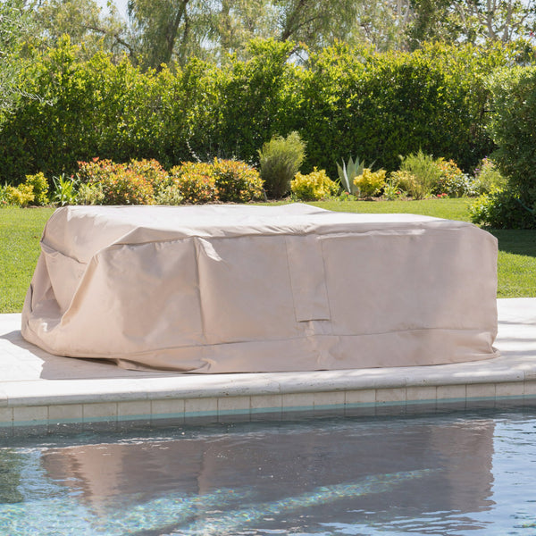 English Elm Christopher Knight Home® - SHIELD Chat Set Cover Waterproof Polyester Fabric, Handcrafted 19x8.5x6.38 Protective Outdoor Slipcover Beige 60003.00