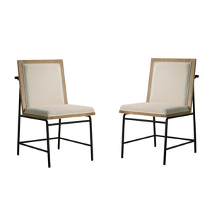 English Elm Set Of 2 Fabric Upholstered Dining Chairs With Oak Finish - Comfortable, Durable & Stylish Design B016P392412-GIGA