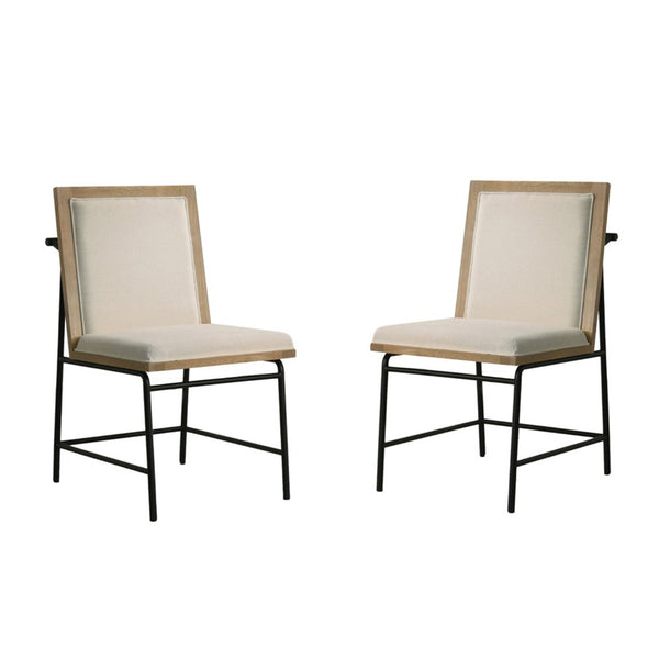 English Elm Set Of 2 Fabric Upholstered Dining Chairs With Oak Finish - Comfortable, Durable & Stylish Design B016P392412-GIGA