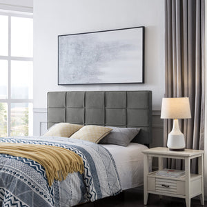English Elm Christopher Knight Home® - Queen Tufted Linen Headboard with Piped Edges, Adjustable Height 48.5–53", Modern Waffle Stitch Plush Charcoal grey 66868.00CHARGRY
