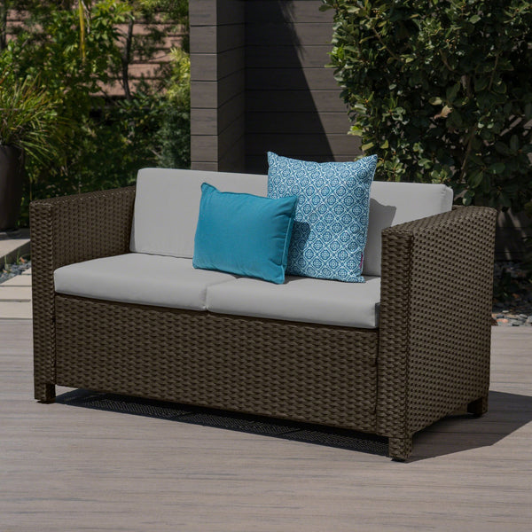 English Elm Christopher Knight Home® - Puerta Handcrafted Loveseat: Durable Pe Rattan, Water-Resistant Cushions For Stylish Outdoor Comfort 52980.00BRN