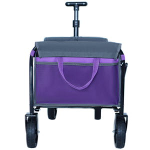 English Elm All-in-one Folding Camping Wagon with Bench Seating Storage and Pet Tether Outdoor Purple W2932P312714