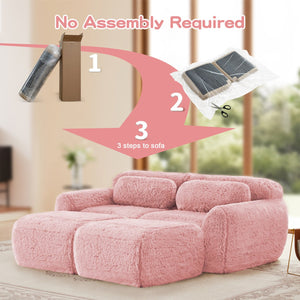 English Elm 80''soft Plush Modular Sectional Sofa with Chaise Deep Seat High Density Foam Living Room Pink W714S01557