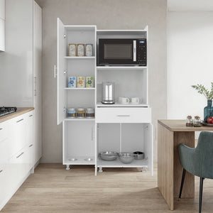 English Elm Cope Melamine Kitchen Pantry Cabinet with Two Doors and Drawer for Compact Storage B128P485389