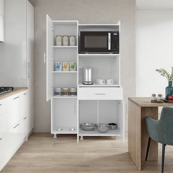English Elm Cope Melamine Kitchen Pantry Cabinet with Two Doors and Drawer for Compact Storage B128P485389
