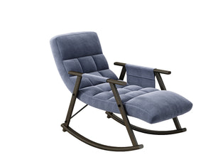 English Elm 42"l Folding Rocking Chair Iron Frame Cushioned High Back Adjustable Footrest Lounge W1669P163322