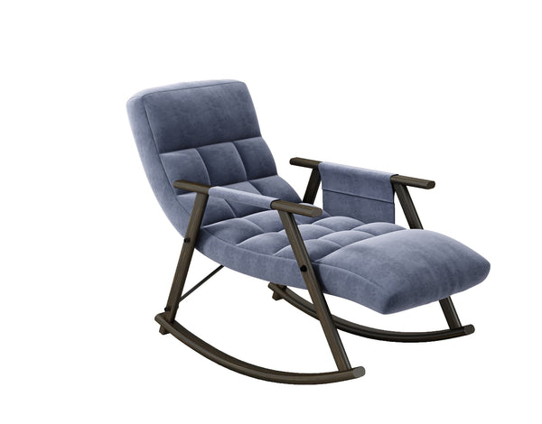 English Elm 42"l Folding Rocking Chair Iron Frame Cushioned High Back Adjustable Footrest Lounge W1669P163322