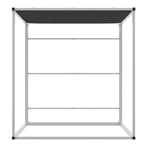 Homelegance By Top-Line Marcel Chrome Finish Metal Canopy Bed with Linen Panel Headboard Chrome Metal