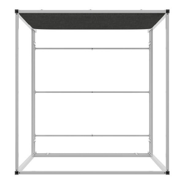 Homelegance By Top-Line Marcel Chrome Finish Metal Canopy Bed with Linen Panel Headboard Chrome Metal