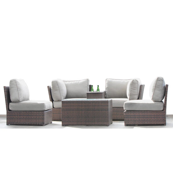 English Elm 4-Person All-Weather Wicker Patio Seating Set With Plush Cushions & Glass Top – Fully Assembled! B120S00206