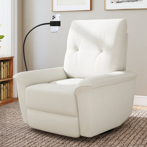 English Elm 270° Swivel Power Recliner Velvet Glider Rocker with Usb Ports for Living Room Beige W1028S00058