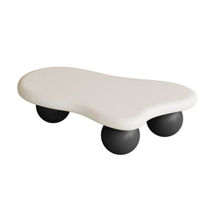 English Elm 47 Inch Organic Cloud Silhouette Coffee Table with Sculptural Ball Legs for Living Rooms Black White W1435S00023