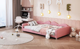 English Elm Twin Size Upholstered Daybed, Sherpa Fabric Sofabed With Cloud-Shaped Backrest, No Box-Spring Needed, Pink