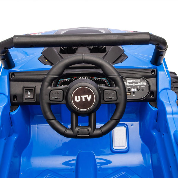 English Elm 12v Kids Electric Utv with 4-wheel Suspension Anti-collision Bar and 2-hour Battery Blue W1578P343327